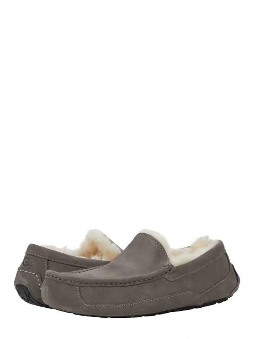 Ugh Ascot Men’s Charcoal Suede Shearling Moccasin Slippers Size 9